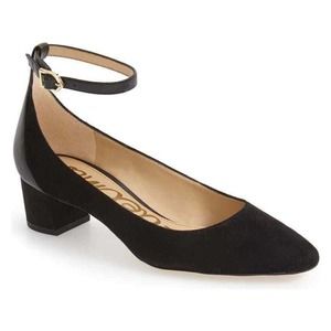 Sam Edelman Lola Ankle strap Pump Black Suede 10